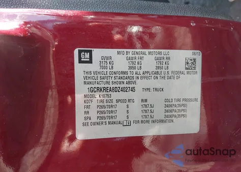 2013 Chevrolet Silverado 1500 Ls из США, поврежденный, VIN 1GCRKREA8DZ402745